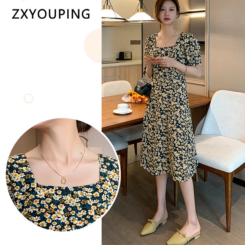 Đầm hoa ZXYOUPING dáng rộng cỡ lớn thời trang mùa hè Hàn Quốc mới 2021 cho bạn nữ