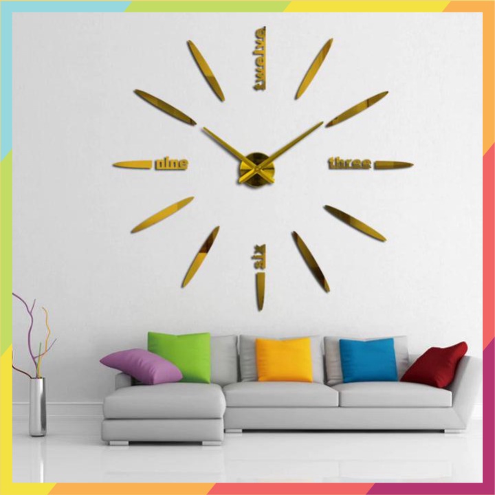 💯 Đồng hồ dán tường trang trí đẹp mắt DIY Minimalism 70-120cm  - Euro Outlet