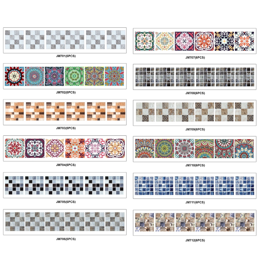 Set 6 miếng dán gạch OSSAYI 20X20Cm chống nước