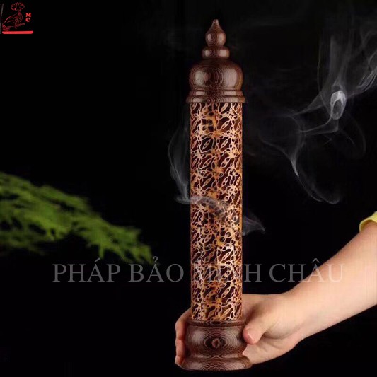 LƯ XÔNG GỖ TRỤ 33CM - NÂU