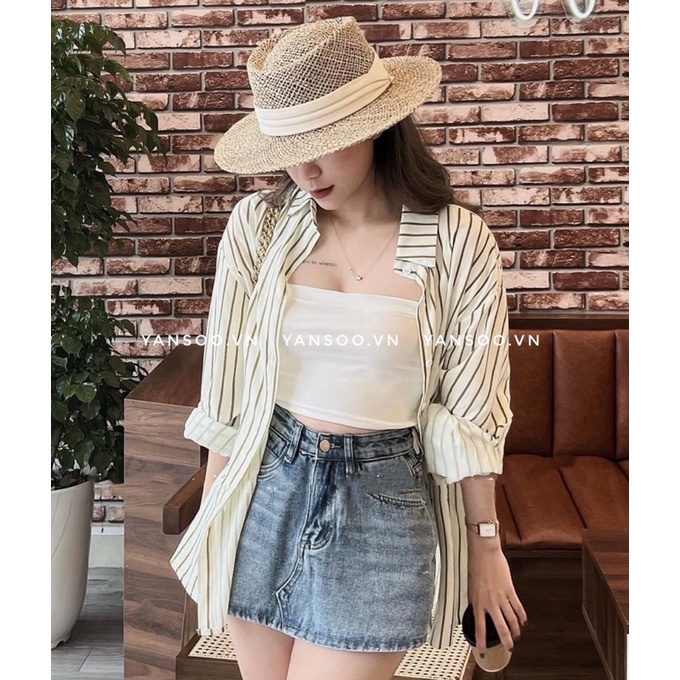 Áo quây cotton  zip không dây mặc đi biển cực xinh by YANSOO