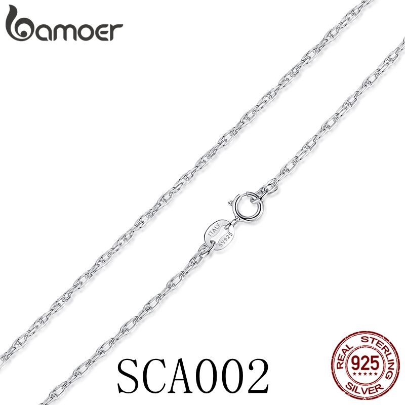 Vòng cổ BAMOER bạc S925 dạng chuỗi xích nhiều kiểu dáng có thể điều chỉnh chiều dài