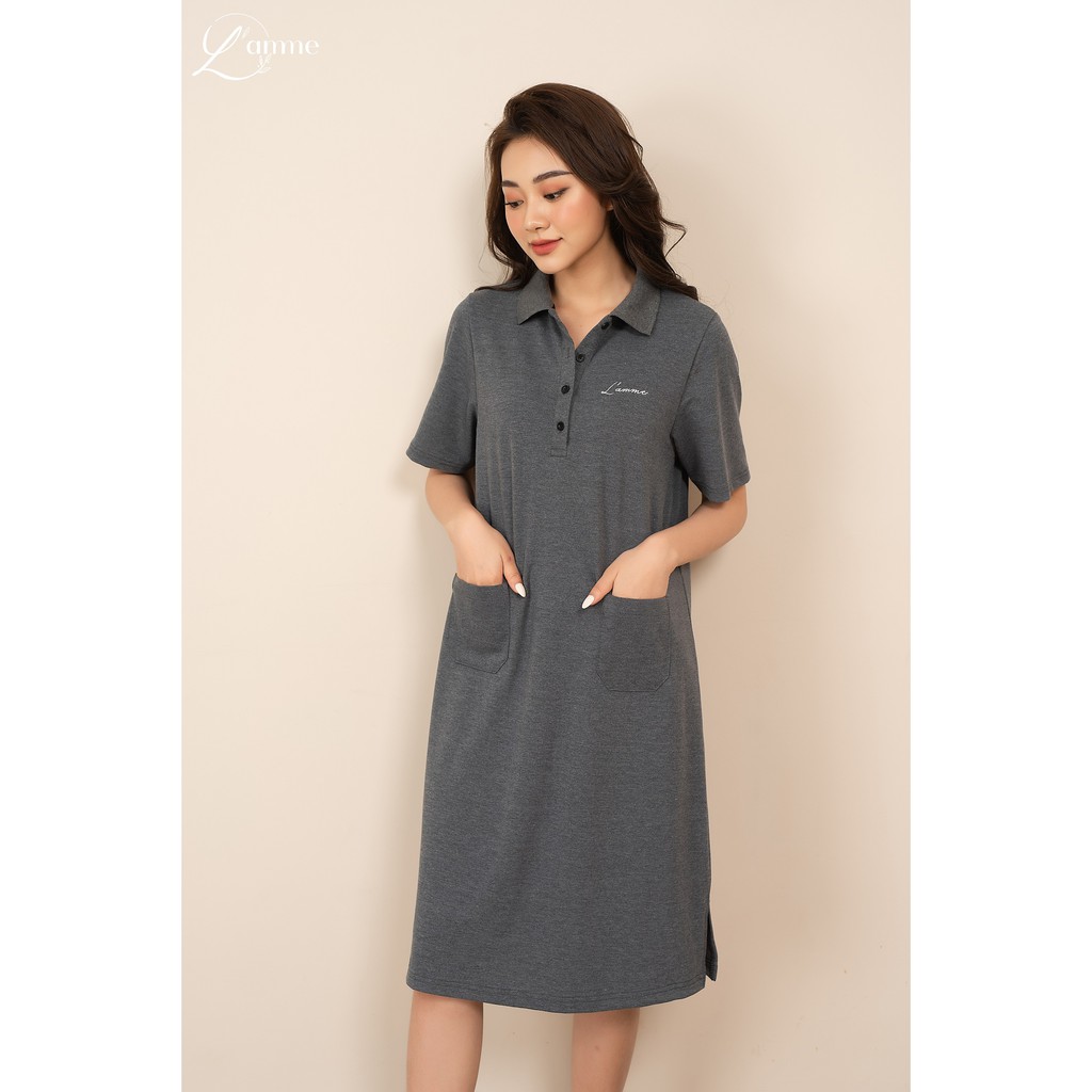 [Mã FATHANG5 giảm 10K đơn 50K] Váy bầu đẹp Polo Dress dáng thể thao dáng suông có cúc tháo rời được thiết kế bởi LAMME