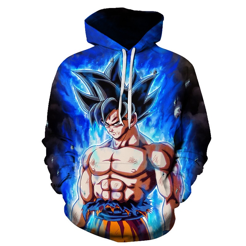 Áo Hoodie Tay Dài In Hình Super Saiyan Son Goku Vegeta 3D Hoạt Hình Dragon Ball Phong Cách Đường Phố Mùa Đông Unisex