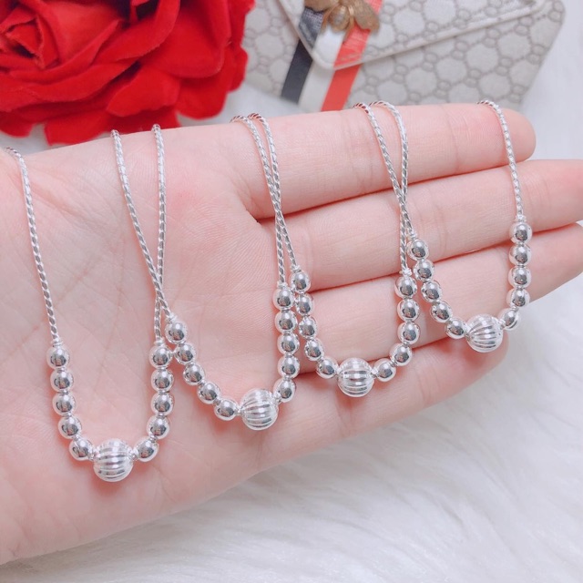 Dây chuyền bạc mặt bi cho bé siêu xinh
