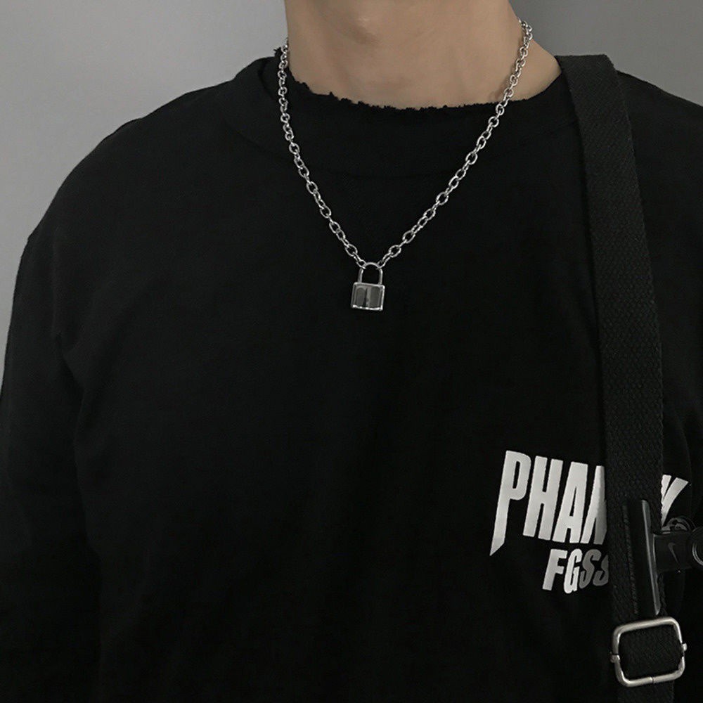 Vòng cổ mặt ổ khóa phong cách hip hop Âu Mỹ cá tính thời trang