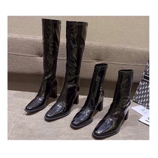 Boot da bóng gót vuông 7cm cổ lửng boot đùi