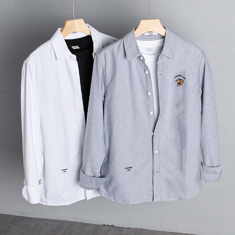 Áo Sơ Mi Cotton Nguyên Chất Thêu Hình Con Hổ Thời Trang Thường Ngày Cho Nam