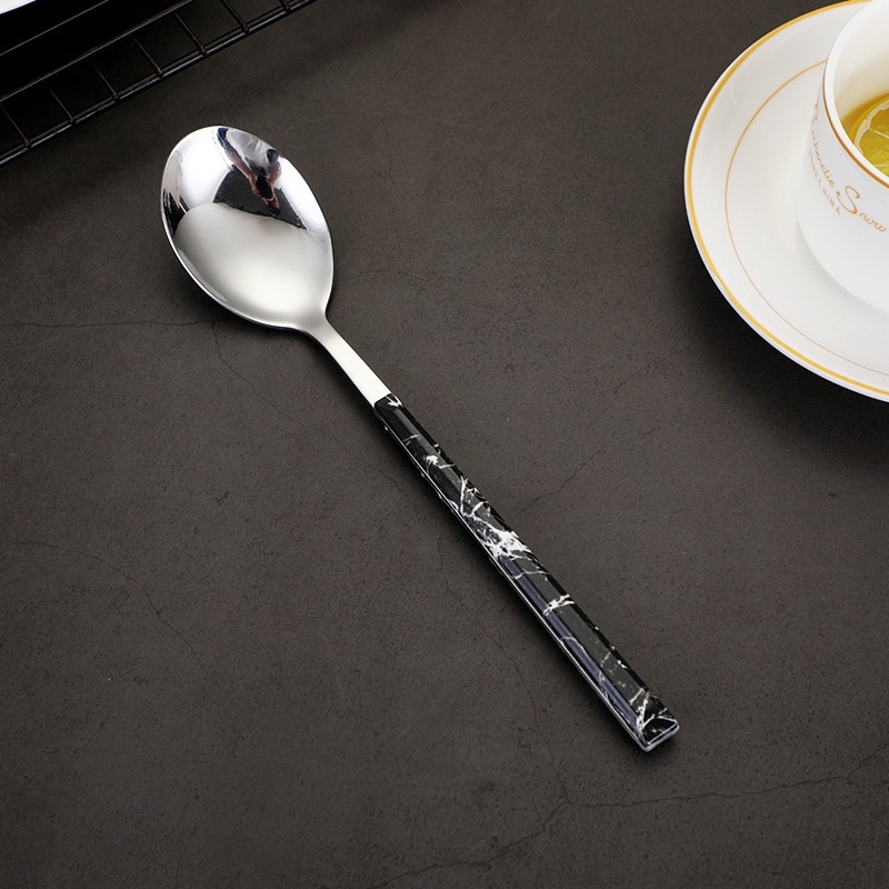 Thìa Inox 304 hoạ tiết vân đá đen sang trọng