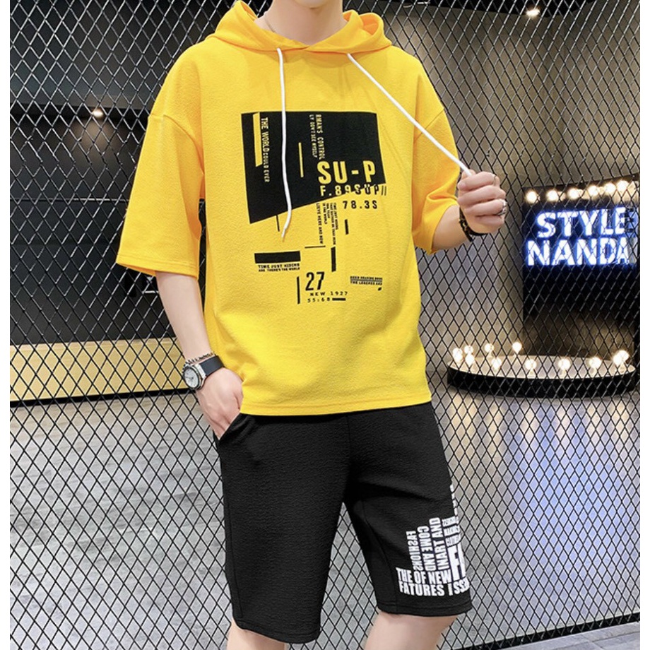 Giá Sỉ ⚡️Siêu Phẩm⚡️ Đồ bộ thể nam có nón, sét quần áo mặc nhà chất thun lưới mè kèm mũ thoáng mát phong cách hàn M22