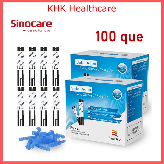 100/50 Que thử Đường Huyết Sinocare Safe Accu - - Chính hãng 100%