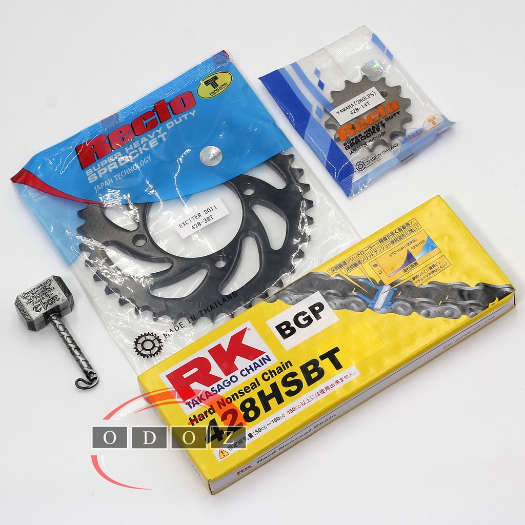 (NSD Ex135) - Nhông dĩa Recto và sên vàng RK 428HSBT dành cho Exciter 135