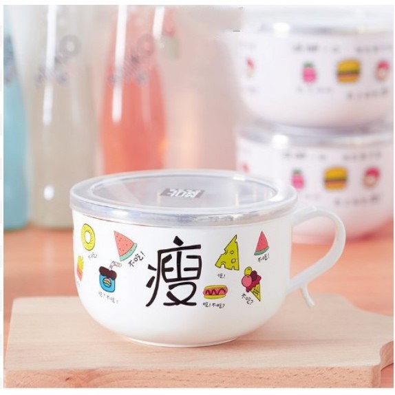 Bát úp mì lõi inox giữ nhiệt nắp TRONG SUỐT, tặng kèm muỗng , tô đựng mì giữ nhiệt tiện ích