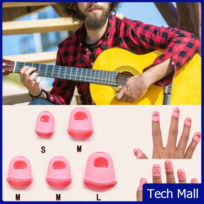 Set 5 đầu bọc ngón tay silicon bảo vệ đa năng khi đánh đàn guitar