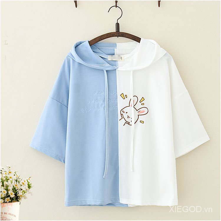 Áo Hoodie Ngắn Tay Thêu Họa Tiết Xinh Xắn Dành Cho Nữ