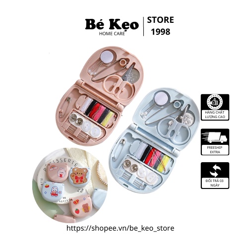 Hộp Kim Chỉ Gấp Gọn Hoạt Hình Syle Hàn Quốc - Bộ Dụng Cụ Kim Chỉ May Vá Mini Bỏ Túi