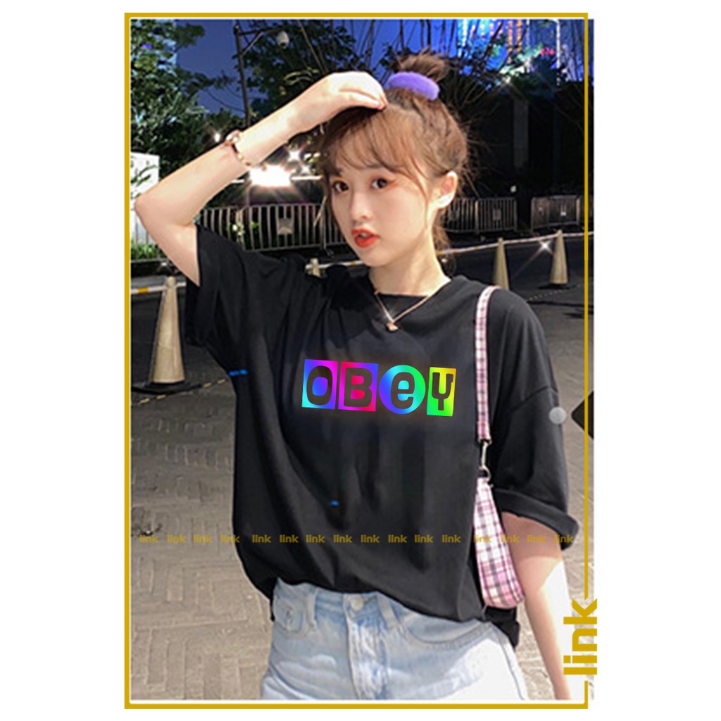 Áo phản quang OBEY BTS tay lỡ unisex ( Đen, Trắng )