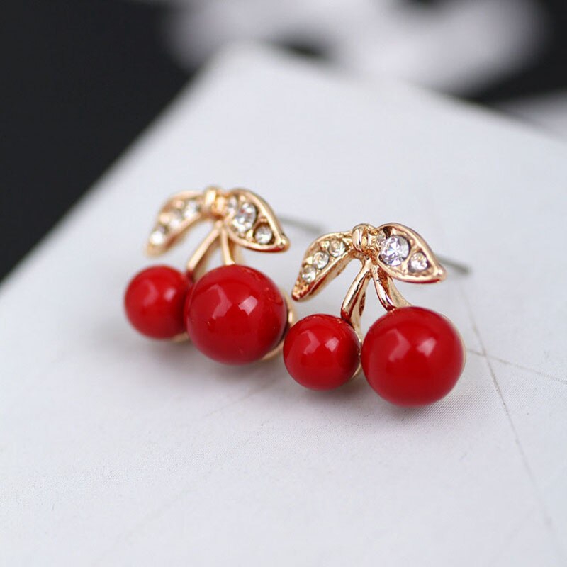 Đôi khuyên tai tạo hình hoa anh đào đính đá thời trang cho nữ