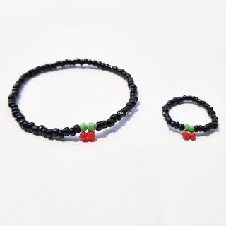 Bộ vòng tay & nhẫn cherry handmade