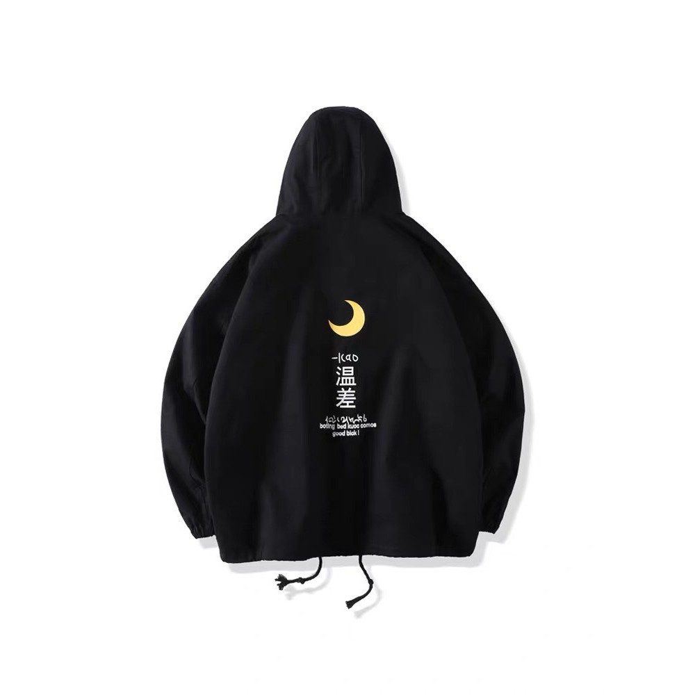 Áo khoác dù unisex form rộng in mặt trăng nam nữ thời trang kmg