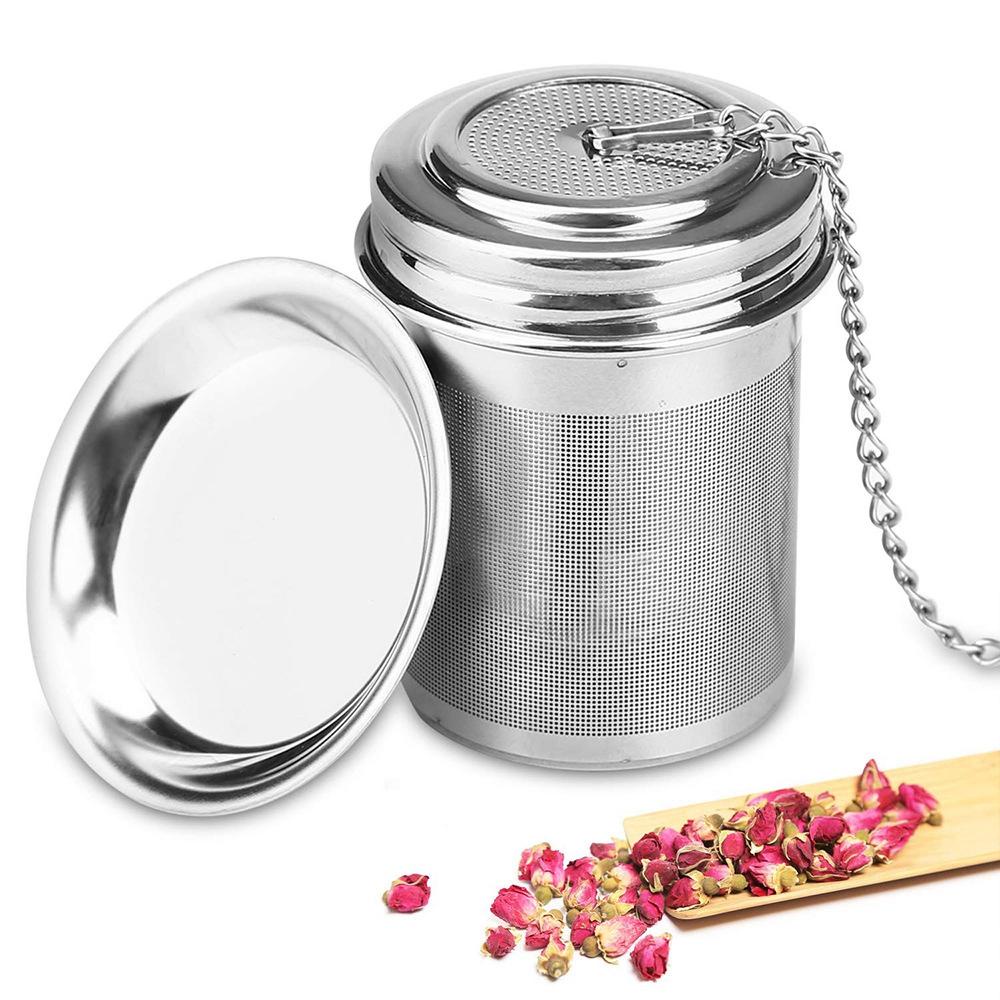 Set 1 / 2 Dụng Cụ Lọc Trà Bằng Lưới Kèm Nắp Và Dây Xích Mở Rộng