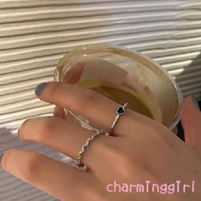 Nhẫn đính đá zircon màu đen thời trang cá tính
