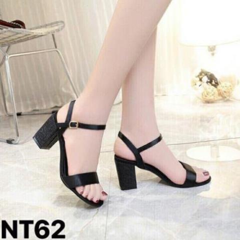 giày cao gót quai ngang size lớn big size đế vuông 7cm new hiou