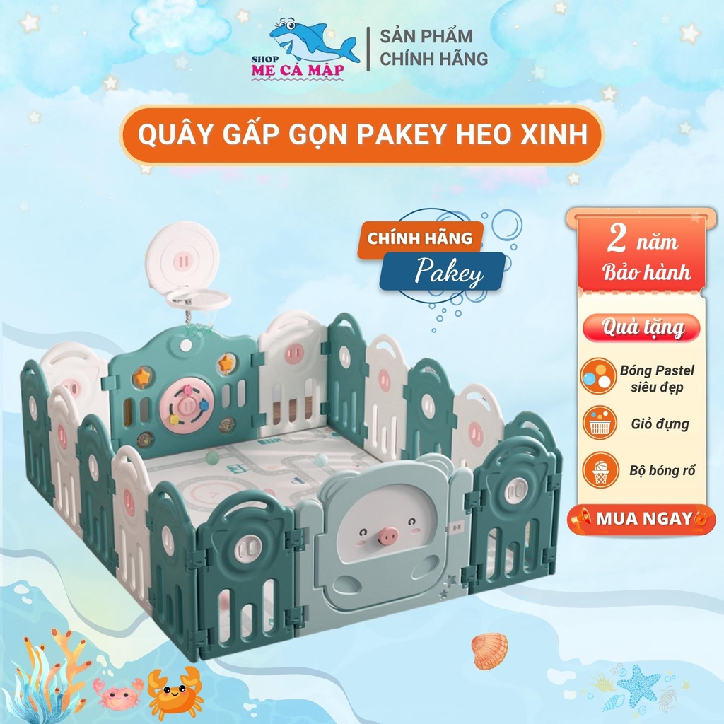 Quây cũi nhựa Pakey Heo TẶNG 100 BÓNG VÀ GIỎ, cũi quây nhựa bản nâng cấp mới nhất siêu dày