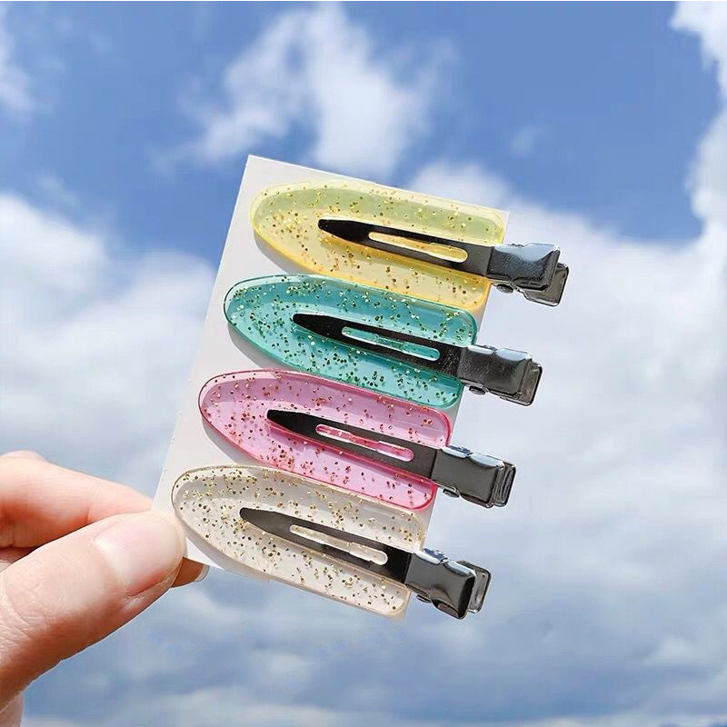 (Hàng Mới Về) Set 4 Kẹp Tóc Mỏ Vịt Không Tạo Nếp Tóc Dễ Thương