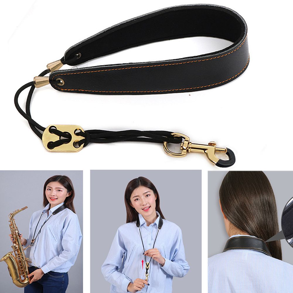 Dây đeo cổ da mềm mại phối móc khóa kim loại cho kèn Saxophone