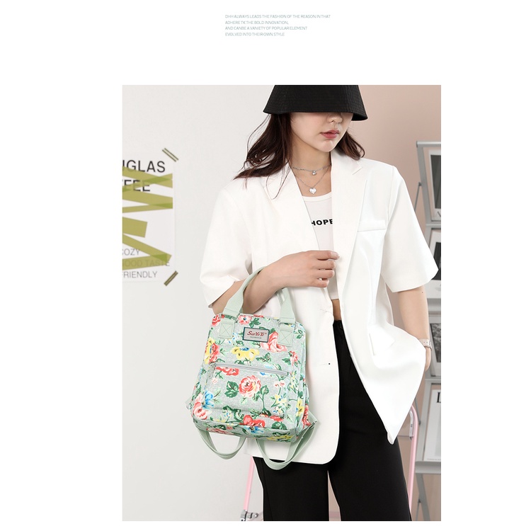 Balo Đi Học Vải Oxford Siêu Nhẹ Chống Thấm Nước In Họa Tiết Hoa Phong Cách Mới 2022