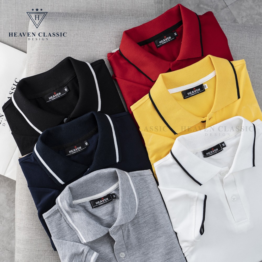 Áo Polo nam viền cổ và tay hàng may kĩ cao cấp,vải cotton mềm mịn hàng chính hãng Heaven | BigBuy360 - bigbuy360.vn