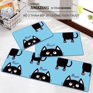 Mua Bộ 2 miếng thảm bếp nỉ 3D chống trơn trượt  bám sàn ( được chọn mẫu)
