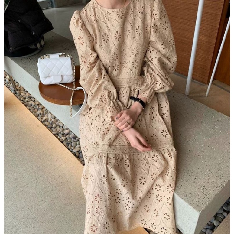 ĐẦM REN TAY DÀI DÁNG DÀI MAXI