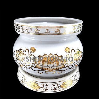 LƯ HƯƠNG,BÁT HƯƠNG HOA SEN ĐẾ TRẮNG ĐƯỜNG KÍNH 12CM