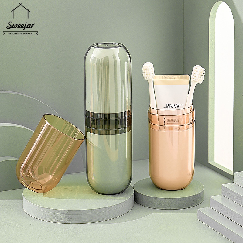 2/4 Cốc SWEEJAR có thể sử dụng làm hộp đựng bàn chải và kem đánh răng nhỏ gọn dễ mang theo