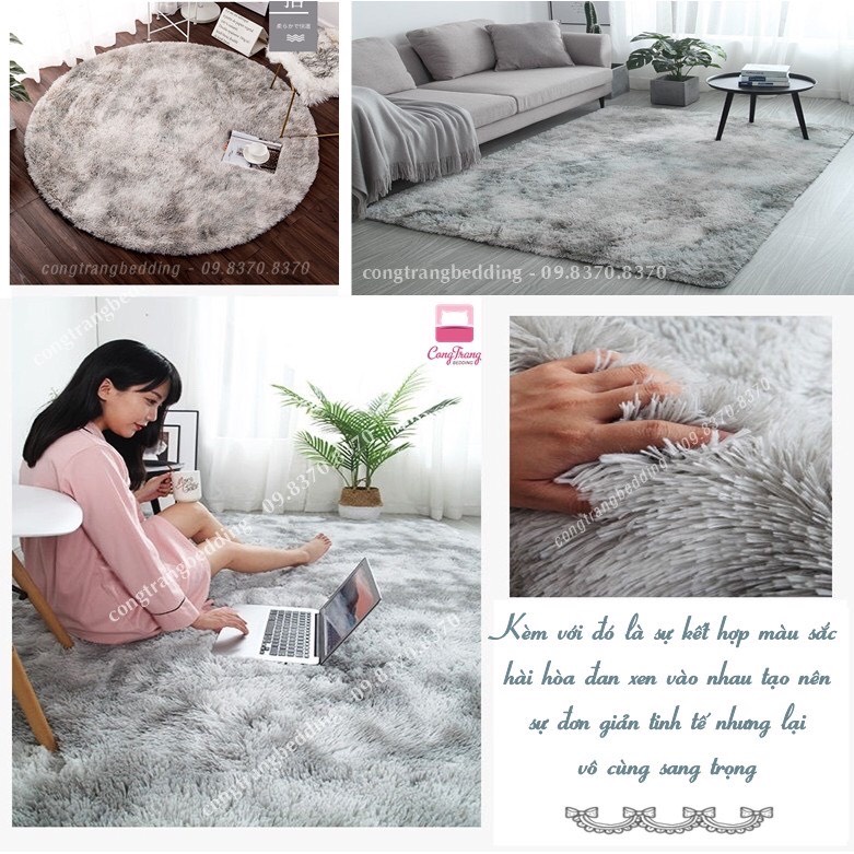 Thảm Lông Size 1m8x2m, 2mx2m2 - Thảm Trải Sàn Khổ Lớn Decor trang trí phòng ngủ, Phòng Khách bàn trang điểm