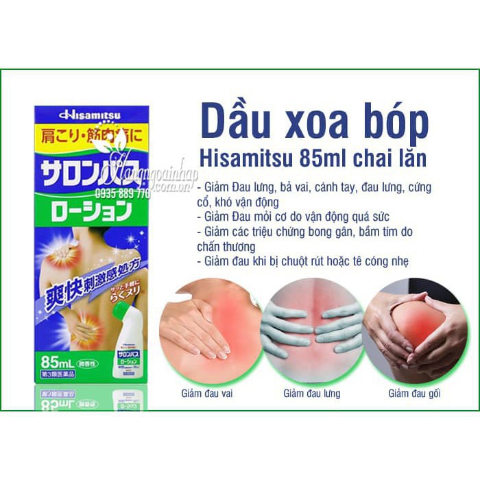 Lăn giảm đau Salonpas Hisamitsu 85ml xoa bóp dạng lotion hàng Nhật nội địa