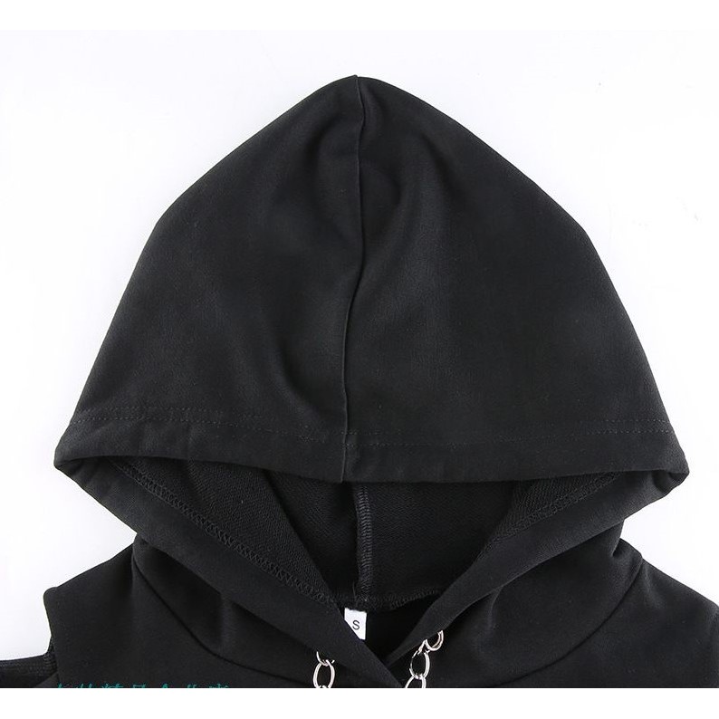 ÁO HOODIE CUT-OUT DÁNG NGẮN PHỐI XÍCH