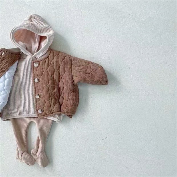 Áo Khoác Đệm Cotton Thêu Hình Đám Mây 7D4G Thời Trang Mùa Đông Cho Bé Trai Và Gái