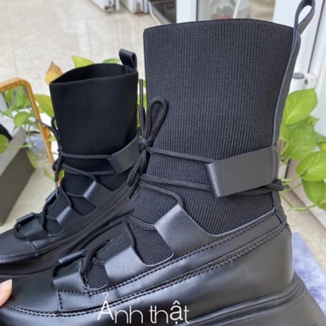 Giày boot cao cổ đế dày phong cách chiến binh cực chất thời trang 2021 (SẴN TRẮNG 35)