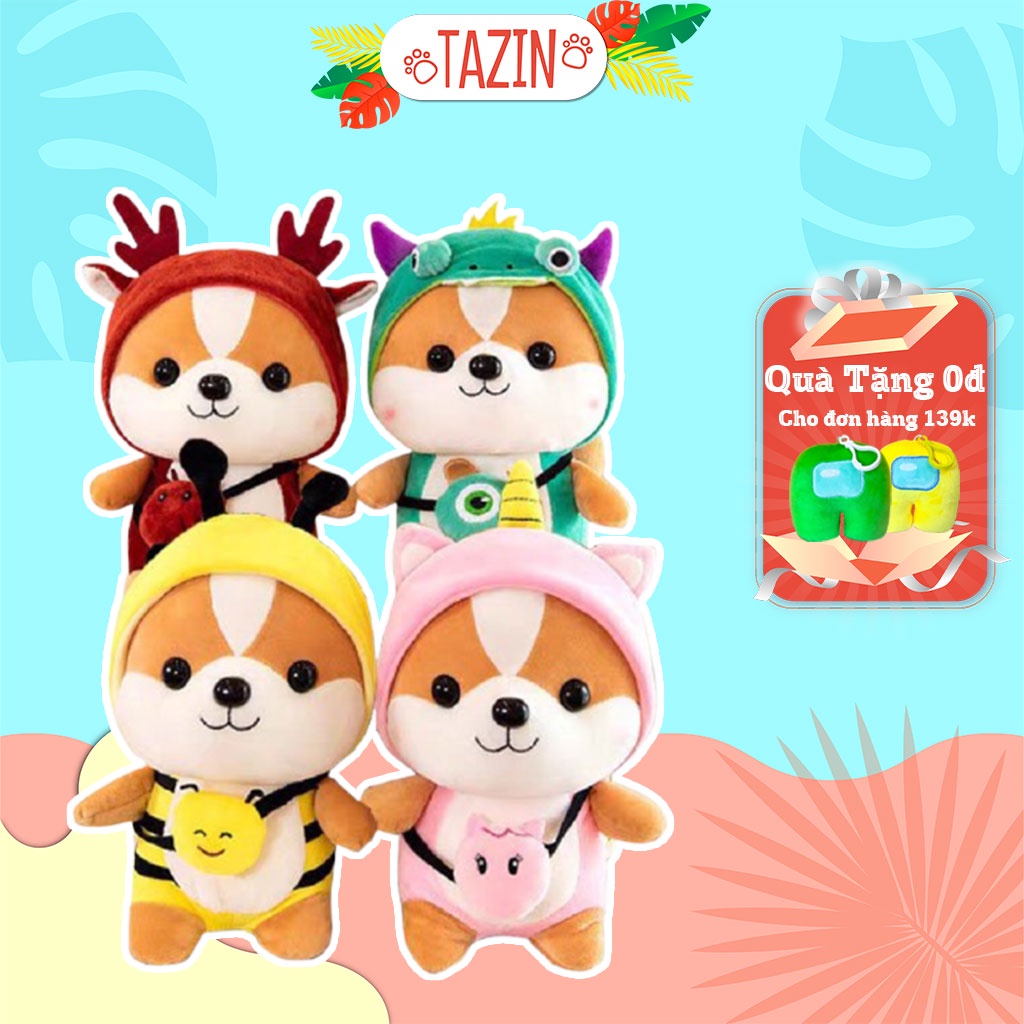 Gấu chó shiba cosplay, gấu bông chó shiba cosplay mini 25 cm cao cấp TAZIN