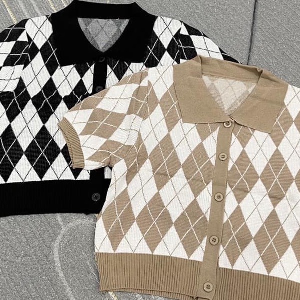 Áo Croptop Len Tăm Họa Tiết Quả Trám - Ulzzang - Titto Closet