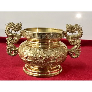 Bát Hương Đồng Quai Rồng Số 1 Vĩnh Tiến cao 11cm