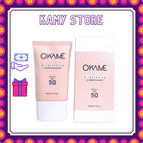 Kem chống nắng tone-up, quang phổ rộng Okame Brightening UV Shield Sunscreen SPF 50 PA++++ 50ml