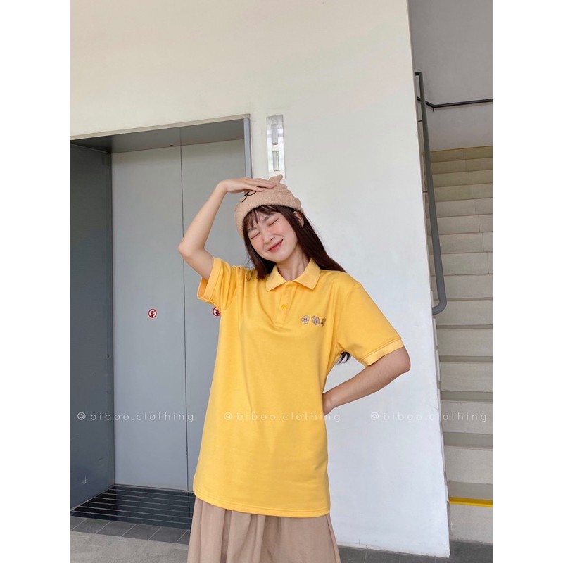 BIBOO - Áo polo có cổ tay ngắn form unisex nam nữ 3 CON CHÓ NÂU chất liệu cotton cao cấp
