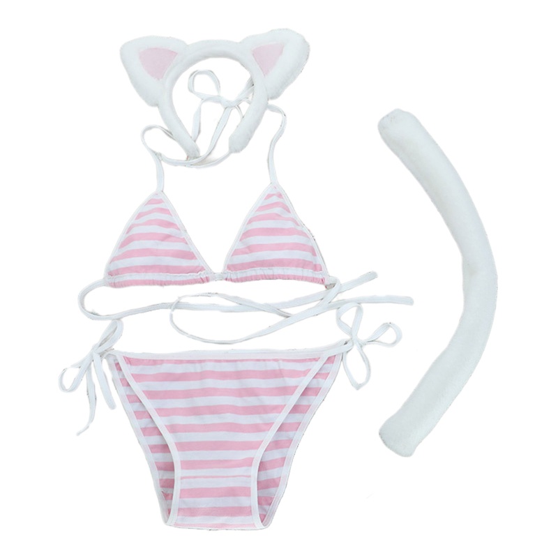 Bộ Bikini 4 Món Hóa Trang Mèo Gợi Cảm Dễ Thương Cho Nữ