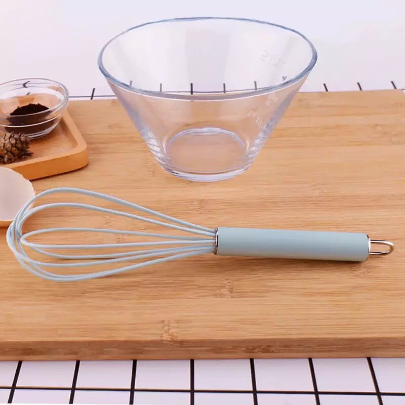 Dụng cụ đánh trứng cầm tay- phới lồng đánh trứng làm bánh khuấy bột bằng silicon màu Pastel
