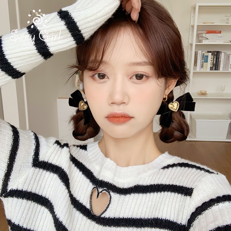 Kẹp tóc nơ vải nhung phong cách vintage Hàn Quốc ngọt ngào cho nữ