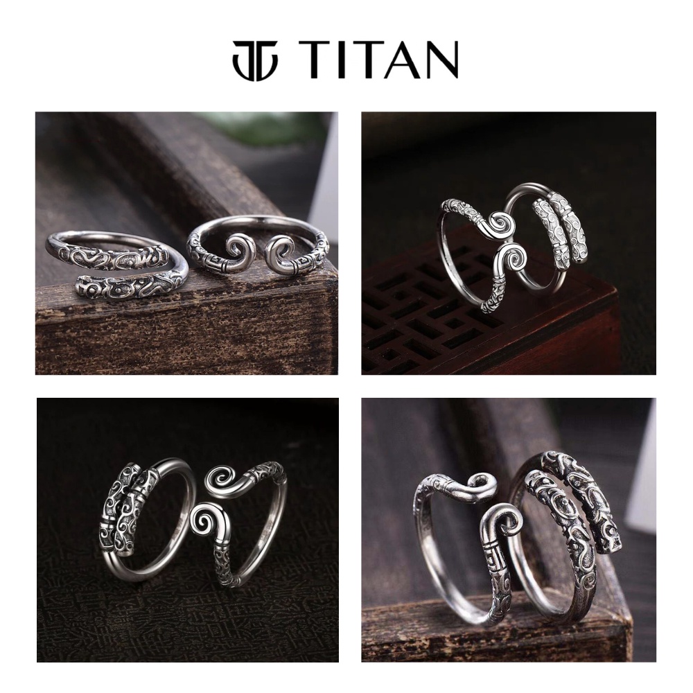 Nhẫn đôi Tôn Ngộ Không, nhẫn nam nữ thời trang Gậy Như Ý và Vòng Kim Cô màu bạc 925, ring Titan Shop freesize unisex